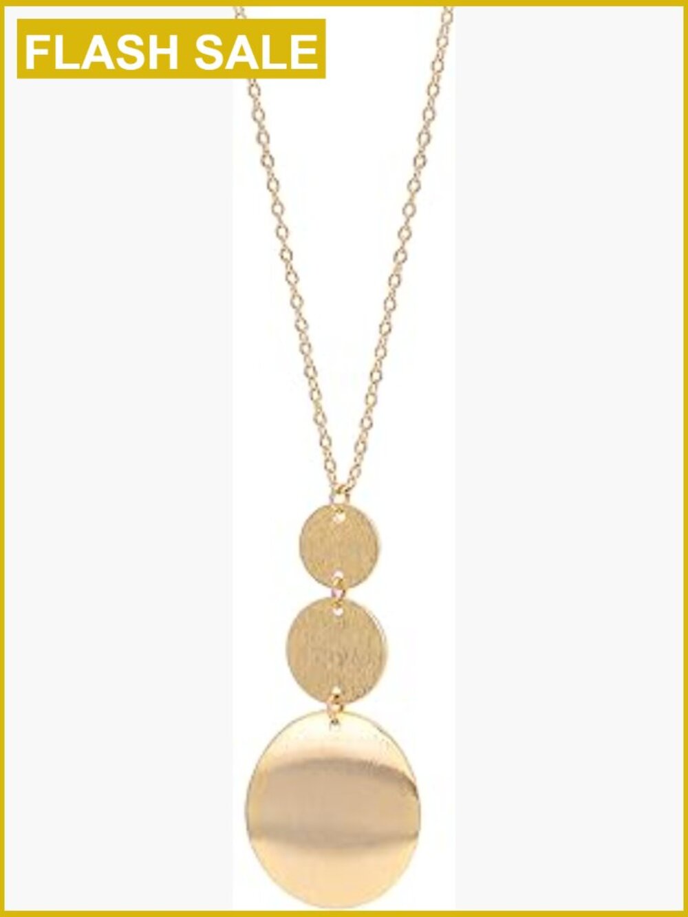 Long Disc Pendant Necklace 18K Gold Plated Sweater Chain